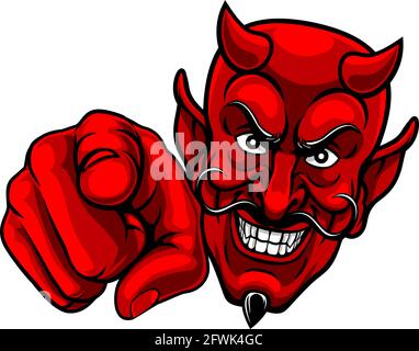 Teufel Satan Zeigt Euch Mascot Cartoon An Stock Vektor
