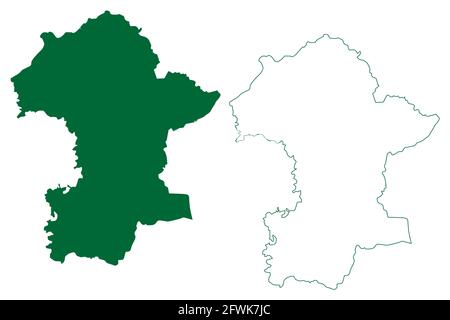 Gondia Bezirk (Maharashtra Staat, Nagpur Division, Republik Indien) Karte Vektor Illustration, scribble Skizze Gondia Karte Stock Vektor
