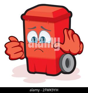 Papierkorb Cartoon Charakter. Maskottchen Illustration Trash Can. Recycling wiederverwenden und sauberes Konzept beibehalten. Stock Vektor
