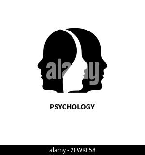 Psychologie-Logo. Männliche Profile. Therapiesymbol. Kommunikationssymbol. Stock Vektor