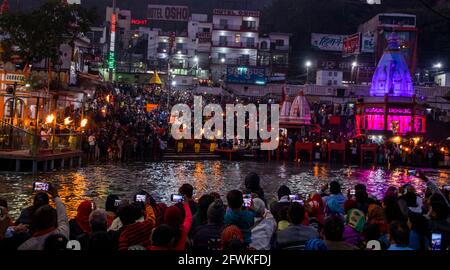 Ganga Aarti in Har KI paudi, Haridwar Stockfoto