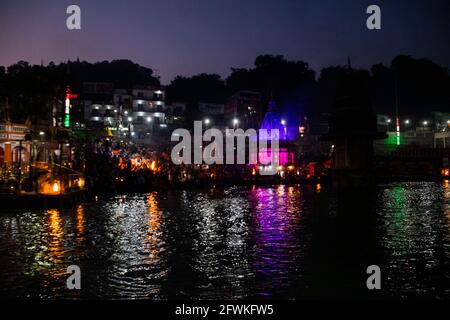 Ganga Aarti in Har KI paudi, Haridwar Stockfoto