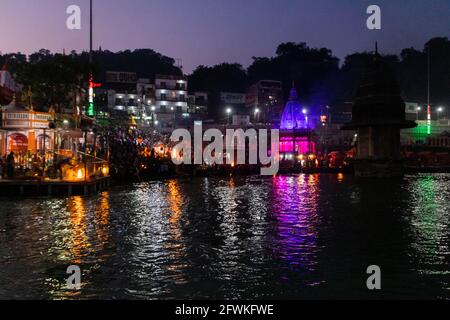 Ganga Aarti in Har KI paudi, Haridwar Stockfoto