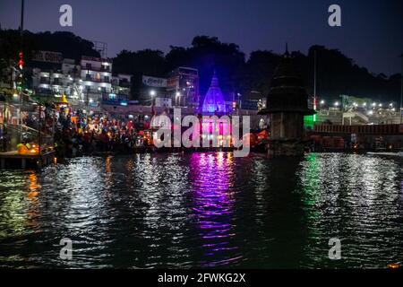 Ganga Aarti in Har KI paudi, Haridwar Stockfoto