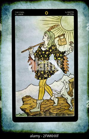tarot Major Arcana Karte des Narren Stockfoto
