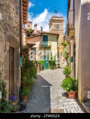 Landschaftlich reizvoller Anblick in Trevignano Romano, mit Blick auf den Bracciano-See. Provinz Rom, Latium, Italien. Stockfoto