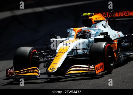 Monaco, Monaco. Mai 2021. 04 NORRIS Lando (gbr), McLaren MCL35M, Aktion während der Formel-1-Weltmeisterschaft 2021, großer Preis von Monaco vom 20. Bis 23. Mai in Monaco - Foto Antonin Vincent / DPPI Stockfoto