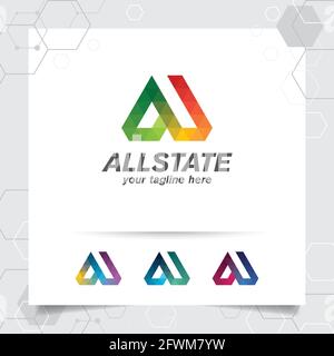 Digital Logo Design Vektor Brief EIN Konzept mit modernen bunten Pixel für Technologie, Software, Studio, App und Business. Stock Vektor