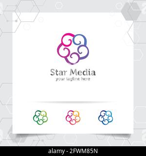 Star Logo Design Konzept der verbundenen Schleife Symbol, abstrakt Stern Vektor-Logo für Finanzen, Buchhaltung und Beratung verwendet. Stock Vektor