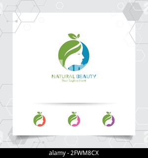 Spa Beauty Logo Vektor-Design mit Konzept der grünen Natur. Spa- und Behandlungslogo für Schönheitssalon-Klinik. Stock Vektor