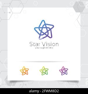 Star Logo Design Konzept der verbundenen Schleife Symbol, abstrakt Stern Vektor-Logo für Finanzen, Buchhaltung und Beratung verwendet. Stock Vektor