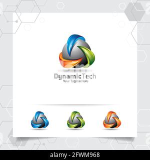 3D Triangle Logo Design Konzept der Pfeil Symbol Element, bunte Dreieck Vektor-Logo für Finanzen, Buchhaltung und Beratung verwendet. Stock Vektor