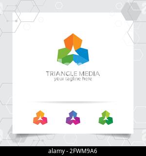 Triangle Logo Design Konzept der Pfeil Symbol Element, abstraktes Dreieck Vektor-Logo für Finanzen, Buchhaltung und Beratung verwendet. Stock Vektor