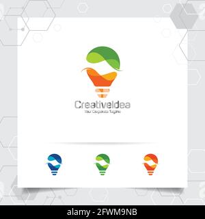 Glühbirne Logo Idee Design Konzept der digitalen bunten Symbol und Symbol Lampe Vektor. Smart Idea Logo für Studio, Professional und Agentur. Stock Vektor