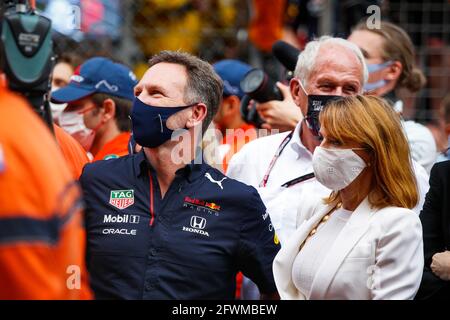 HORNER Christian (gbr), Teamchef von Red Bull Racing, Portrait mit seiner Frau HALLIWELL Geri, während der Formel-1-Weltmeisterschaft 2021, Grand Prix von Monaco vom 20. Bis 23. Mai in Monaco - Foto Florent Gooden / DPPI / LiveMedia Stockfoto