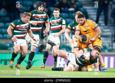 TWICKENHAM ENGLAND - MAI 21: Tommy Reffell von Leicester Tigers beim Challenge Cup Final Match zwischen Leicester Tigers und Montpellier in Twicken Stockfoto