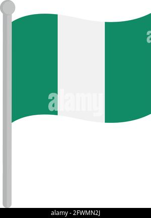 Vektor-Illustration der Flagge von Nigeria auf einem Fahnenmast Stock Vektor