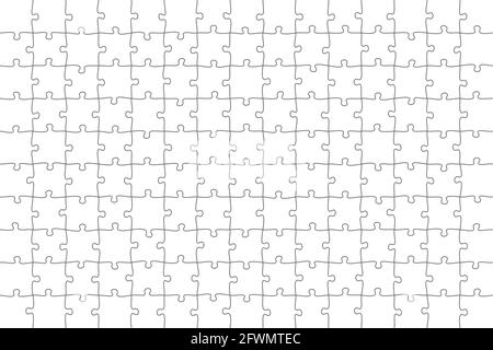Puzzle 15x10 quadratische Stück Vorlage. Puzzle Gitter Vektor Schlaganfall Schema Stock Vektor