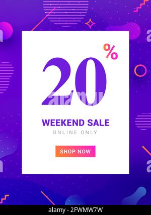 Sonderangebot Promo Banner Wochenende Angebot. Große Rabatt 20 Prozent Promotion Deal Vorlage Stock Vektor