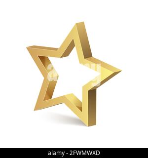 Goldene 3d Stern isoliert Objekt Medaille Dekoration. Goldener Stern Metall Vektor Design Icon Logo Stock Vektor
