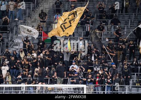 Die 3252 Fans des FC Los Angeles bei einem MLS-Spiel gegen die Colorado Rapids am Samstag, den 22. Mai 2021 in Los Angeles, CA. LAFC besiegte die Stromschnellen 2- Stockfoto