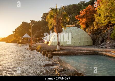 Sultaniye Kaplicalari heiße Quellen und Schlammbäder in Koycegiz, Provinz Mugla, Türkei. Stockfoto