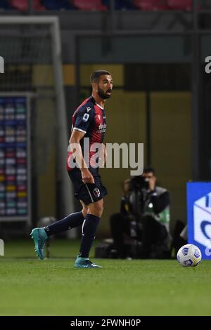 Bologna, Italien. Mai 2021. Paolo Farago (Bologna) während des italienischen "Serie A"-Spiels zwischen ologna 1-4 Juventus im Renato Dall Ara Stadium am 23. Mai 2021 in Bologna, Italien. Quelle: Maurizio Borsari/AFLO/Alamy Live News Stockfoto