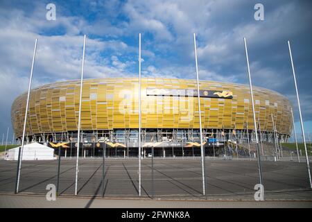 Polsat Plus Arena Danzig, Austragungsort des UEFA Europa League Finales 2021 und Heimat der Fußballmannschaft von Lechia Danzig, in Danzig, Polen. 23. Mai 2021 © Wojciech S Stockfoto