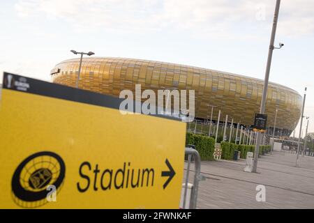 Polsat Plus Arena Danzig, Austragungsort des UEFA Europa League Finales 2021 und Heimat der Fußballmannschaft von Lechia Danzig, in Danzig, Polen. 23. Mai 2021 © Wojciech S Stockfoto