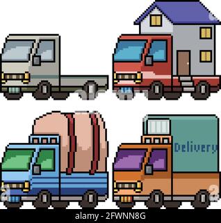 Pixel-Kunst des großen Transport-LKW Stock Vektor