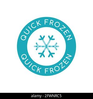 Symbol für schnelles Einfrieren. Blaue Schneeflocke im Kreis. Schnellgefriermethode zur Reduzierung der Eiskristallisation. Schnell gefrorene Obst- und Gemüseprodukte. Vektor Stock Vektor