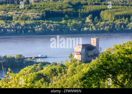 St. Andrä-Wördern: Donau, Schloss Greifenstein, Blick vom Aussichtsturm Tempelbergwarte bei Altenberg im Wienerwald, Wienerwald, nieder Stockfoto