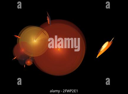 Fraktale, abstrakte Flat Disks auf schwarzem Hintergrund Stockfoto