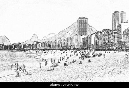 Strand der Copacabana, Rio De Janeiro, Brasilien Stockfoto