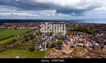 Luftaufnahme von Walmer und Deal, zeigt den Standort des neuen Millers Retreat Housing Development Stockfoto