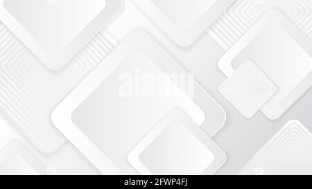Weißer abstrakter Hintergrund mit quadratischen Formen. Vektorgrafik Stock Vektor