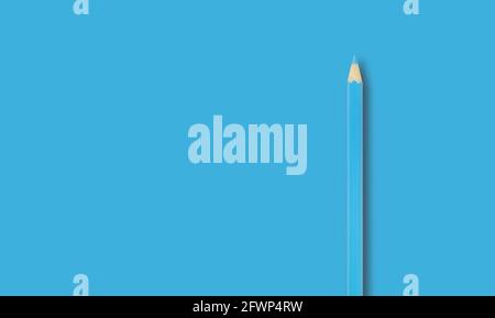 Schreibwaren - Neue blaue Bleistifte auf blauem Hintergrund. Es ist isoliert, der Arbeiter der Pfade ist anwesend. Stockfoto