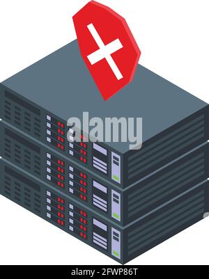 Server lehnt ssl-Zertifikatsymbol ab. Isometrisches SSL-Zertifikatsvektorsymbol für das Webdesign, das auf weißem Hintergrund isoliert ist Stock Vektor
