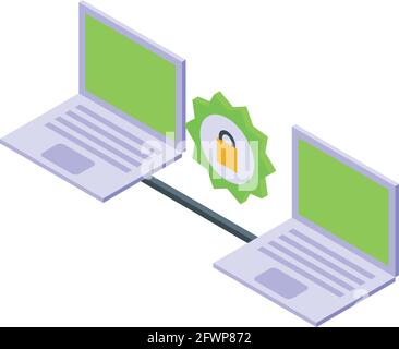 Symbol für das SSL-Zertifikat des Laptops. Isometrisches Vektor-Symbol für Laptop-ssl-Zertifikat für Webdesign auf weißem Hintergrund isoliert Stock Vektor
