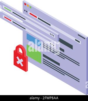 SSL-Zertifikatsymbol auf der Webseite. Isometrisches Symbol des SSL-Zertifikats für Webdesigns auf weißem Hintergrund Stock Vektor