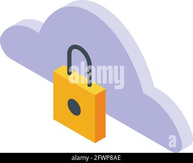 SSL-Zertifikatsymbol für die Datenwolke. Isometrisches Vektor-Symbol für das SSL-Zertifikat der Datenwolke für das Web-Design auf weißem Hintergrund isoliert Stock Vektor