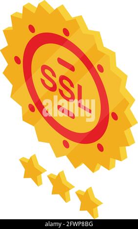 Symbol für das SSL-Zertifikat des Emblems. Isometrisches Symbol für Emblem ssl-Zertifikatvektor-Symbol für Webdesign auf weißem Hintergrund isoliert Stock Vektor