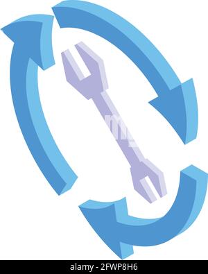 Symbol „Backup reparieren“. Isometrisches Symbol für Reparatur-Backup-Vektor-Symbol für Web-Design auf weißem Hintergrund isoliert Stock Vektor