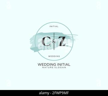 Cz Brief Beauty Vektor Initial Logo, Handschrift Logo der ersten Unterschrift, Hochzeit, Mode, jewerly, Boutique, Floral und botanisch mit kreativen t Stock Vektor