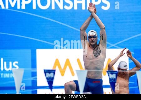 BUDAPEST, UNGARN - MAI 23: Peter Bernek aus Ungarn startet beim 400-m-Einzel-Medley-Finale der Männer während der len-Europameisterschaft S Stockfoto