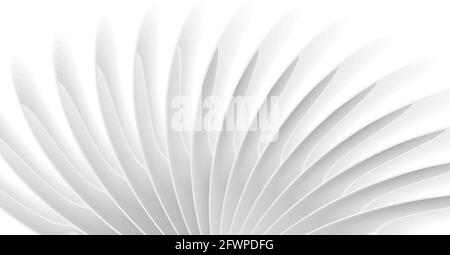 Weiße 3d-Kurven bilden einen eleganten verdrehten Hintergrund, eine saubere futuristische Raumtapete oder eine stilisierte Turbinendarstellung Stock Vektor