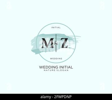 MZ Brief Beauty Vektor Initial Logo, Handschrift Logo der ersten Unterschrift, Hochzeit, Mode, jewerly, Boutique, Floral und botanisch mit kreativen t Stock Vektor