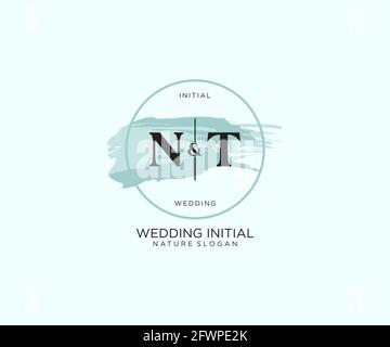 NT Brief Beauty Vektor Initial Logo, Handschrift Logo der ersten Unterschrift, Hochzeit, Mode, jewerly, Boutique, Floral und botanisch mit kreativen t Stock Vektor