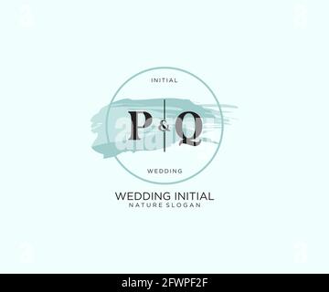 PQ Brief Beauty Vektor Initial Logo, Handschrift Logo der ersten Unterschrift, Hochzeit, Mode, jewerly, Boutique, Floral und botanisch mit kreativen t Stock Vektor