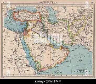 Naher Osten. Trucial Oman / VAE Persien Aden Irak. BARTHOLOMEW 1949 alte Karte Stockfoto